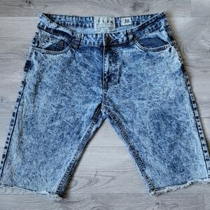 90s Acid Wash Low Rise Jean Shorts | Vintage Cut Off Denim Long Inseam Bermuda